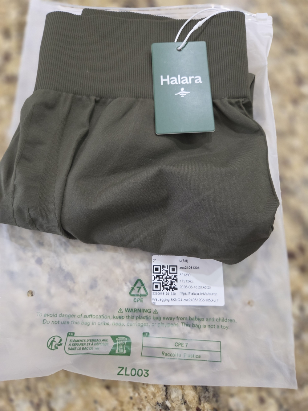 4-Pack Halara Leggings Set in Olive, Black, Burgundy & Purple L 7/8 Length - Picture 5 of 7